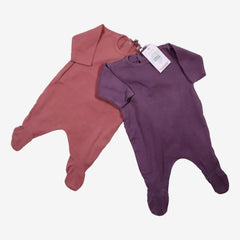 BONTON 0 mois lot 2 pyjamas violet et rose