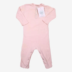 BONTON 6 mois pyjama combi cotelé rose pale