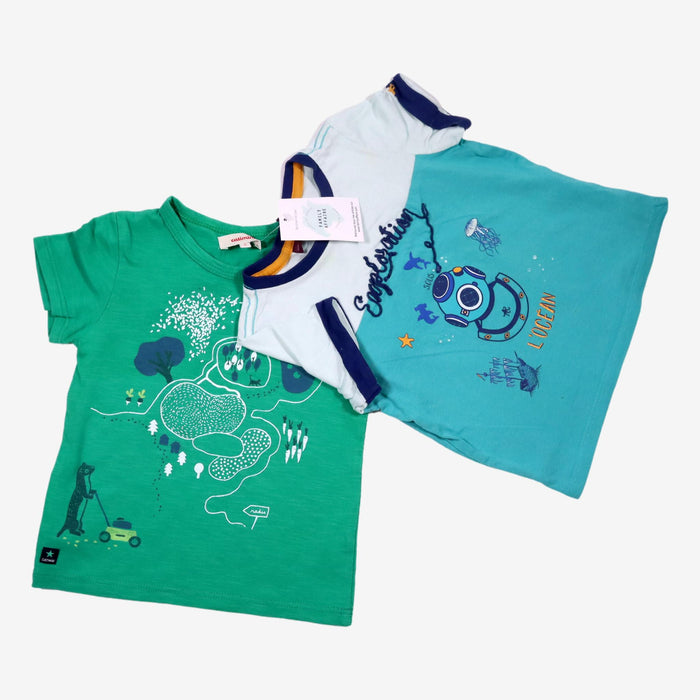 SERGENT MAJOR & CATIMINI 2 ans lot de 2 t-shirts motifs