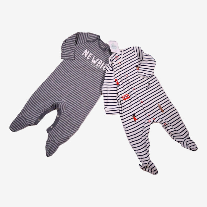 NEXT BABY 6/9 mois lot 2 pyjamas rayés