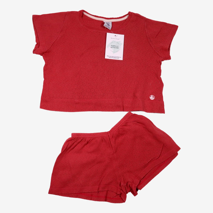 PETIT BATEAU 3 ans pyjama rouge ensemble haut et short