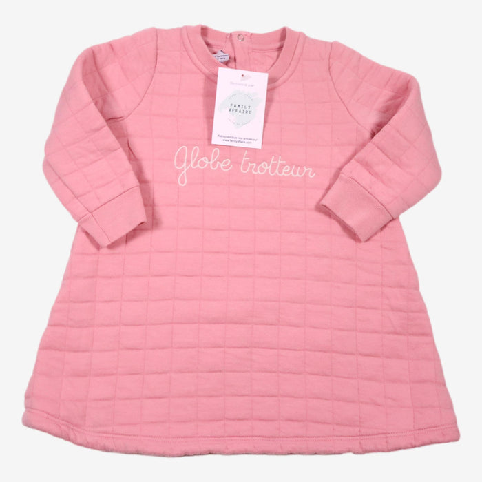 PETIT BATEAU 18 mois robe sweat rose "globe trotteur"