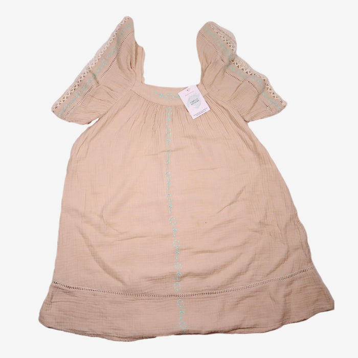 LOUISE MISHA 8 ans robe crème gaze de coton brodée de bleu (défaut)