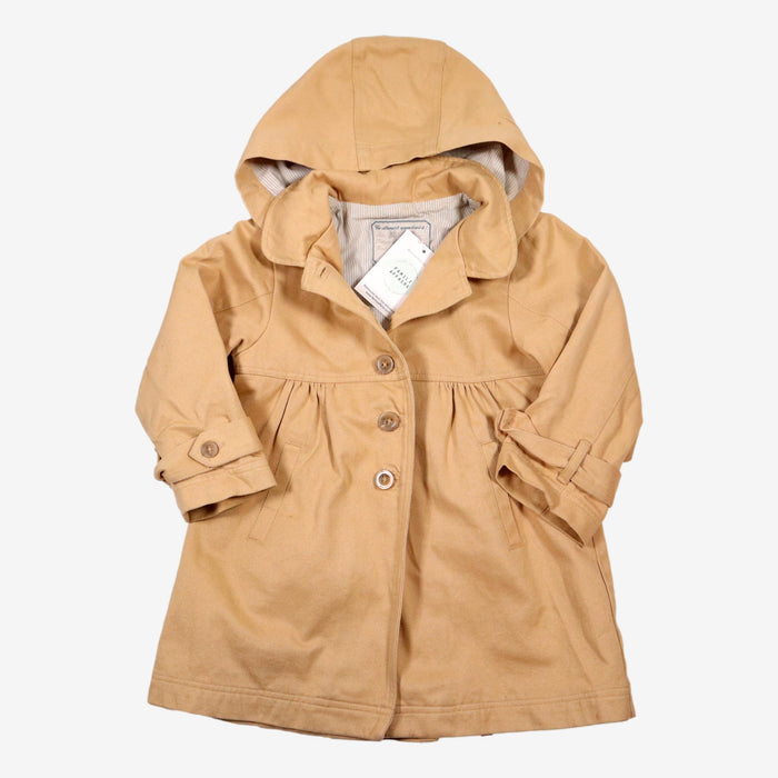 JACADI 2 ans manteau beige avec capuche mi saison