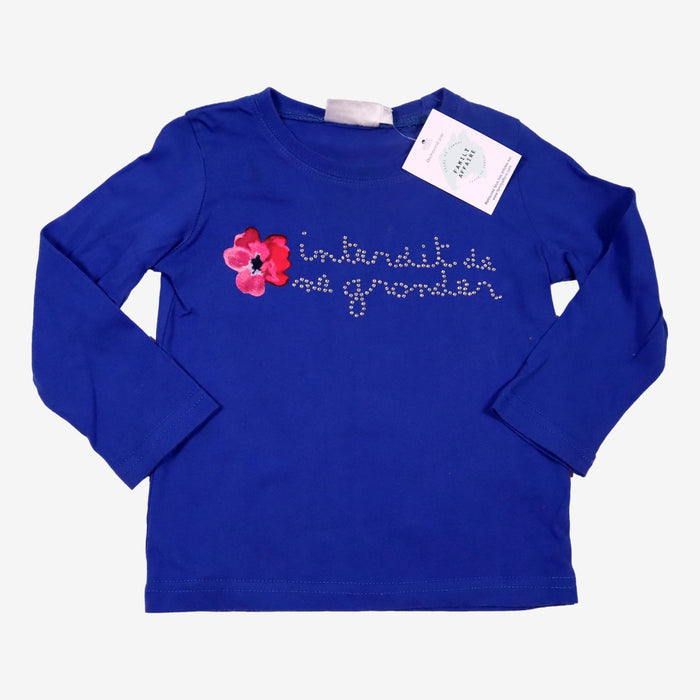 INTERDIT DE ME GRONDER 2 ans t-shirt bleu strass