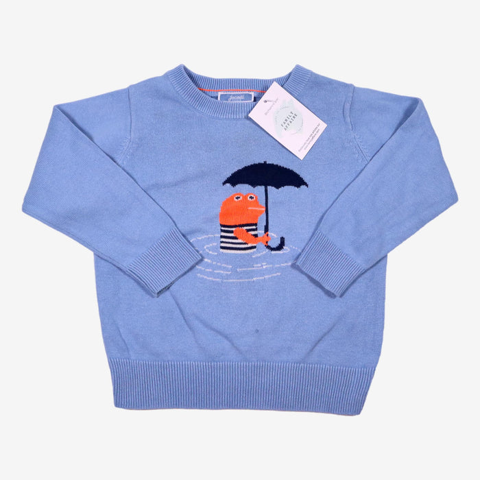 JACADI 3 ans pull bleu petite grenouille orange