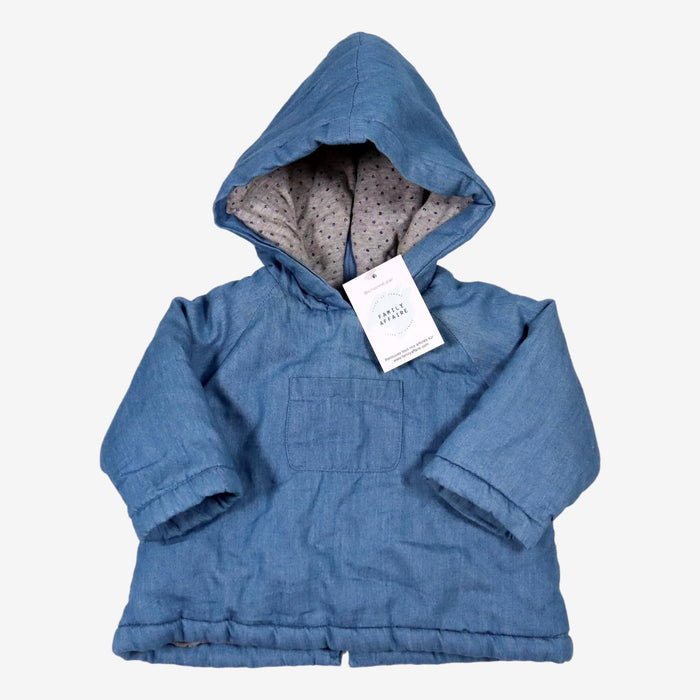 BOUTCHOU 6 mois manteau burnou chambray bleu