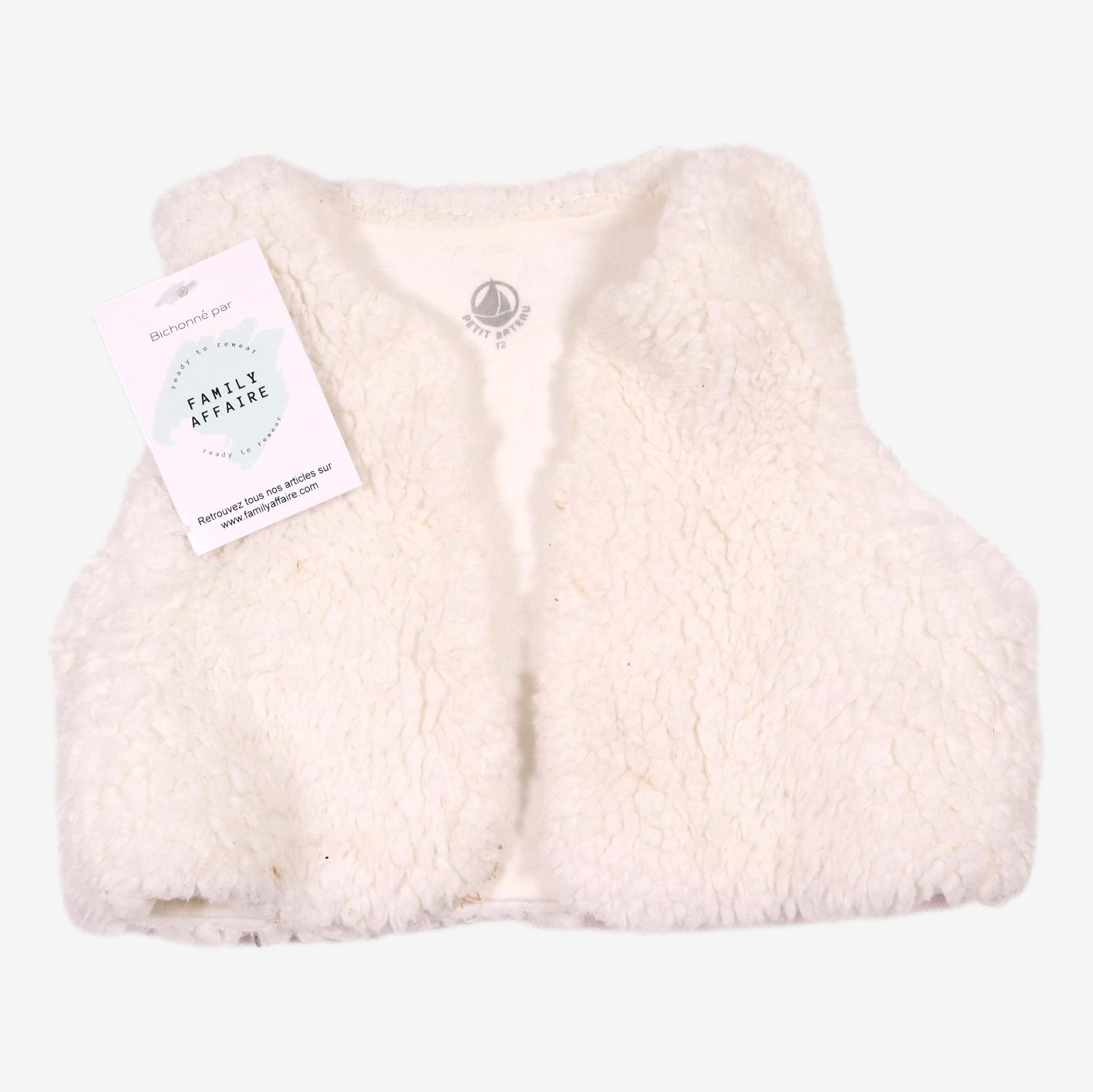 PETIT BATEAU T2 (6/12m) gilet blanc sherpa