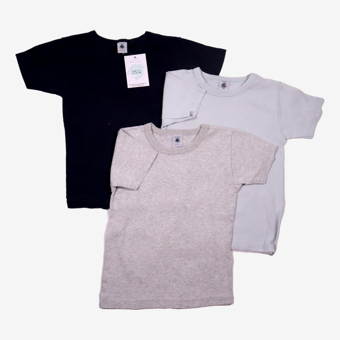 PETIT BATEAU 6 ans lot 3 tee shirt gris et bleu