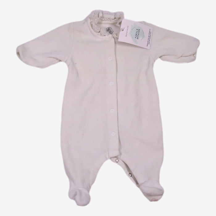 PETIT BATEAU 1 mois pyjama velours blanc