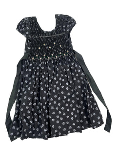 Robe 4 ans Smock grise a fleurs