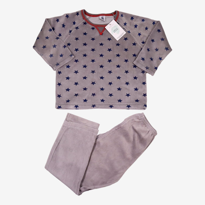 PETIT BATEAU 5 ans pyjama velours gris étoile