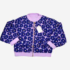 HOLI AND LOVE outlet 10/11 ans blouson fleurs parme bleu