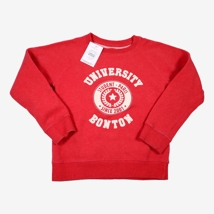 BONTON 10 ans sweat rouge "university bonton"