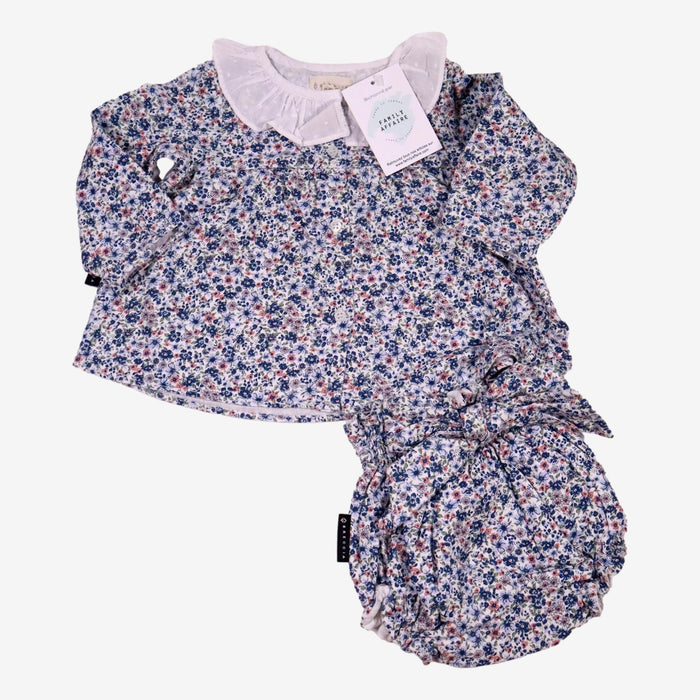 BRECCIA 6 mois ensemble chemise et bloomers fleuris