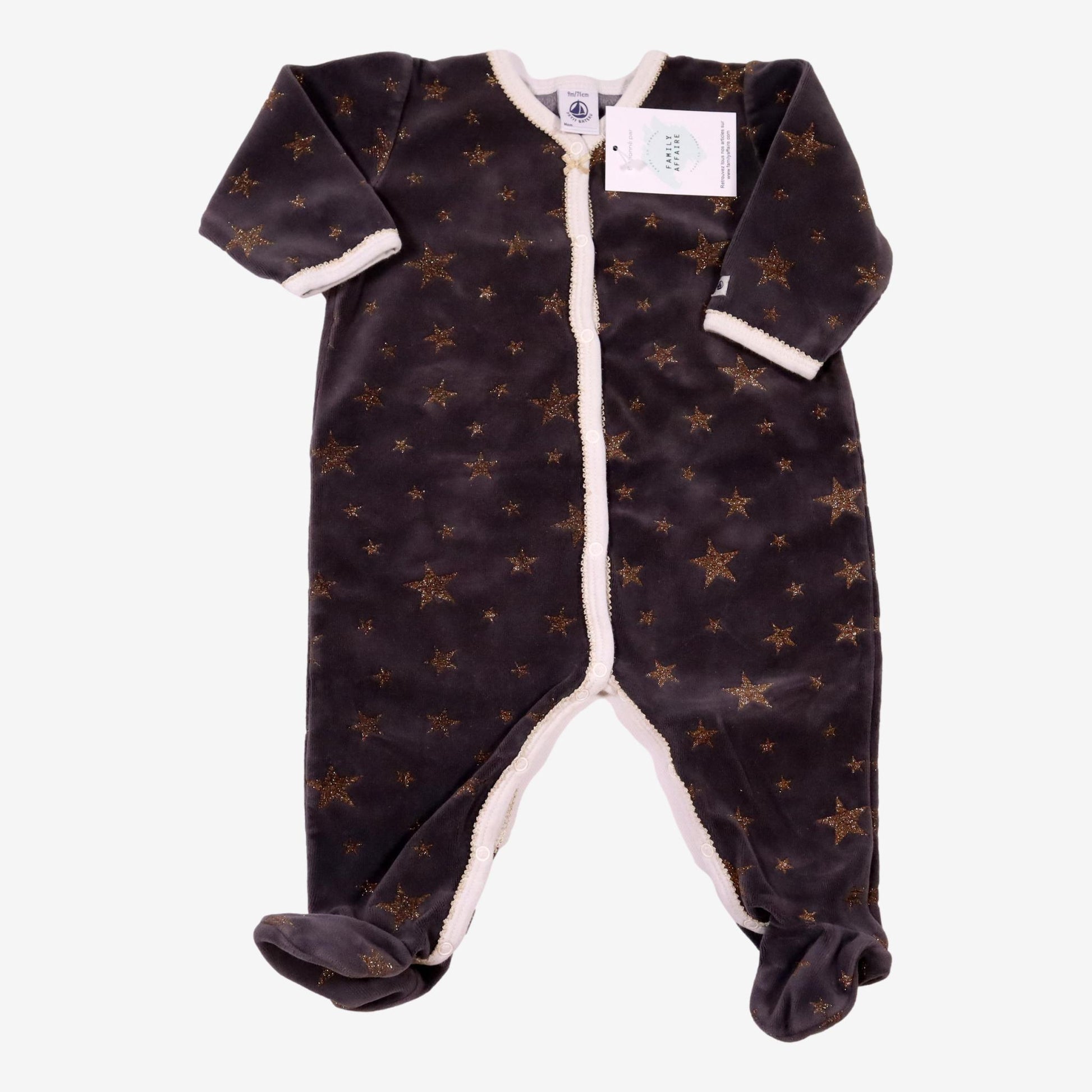 PETIT BATEAU 9 mois pyjama noir à étoiles dorées