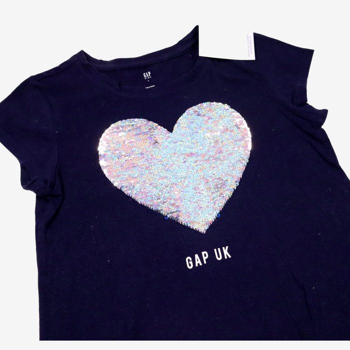 GAP 10/11 ans t-shirt coeur sequins réversibles