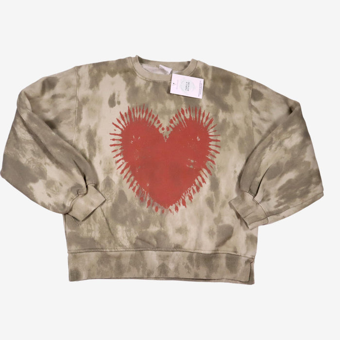 ZARA 9 ans sweat vert coeur rouge