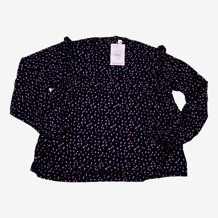 GALERIES LAFAYETTE 10 ans blouse bleu a pois rose  blanc