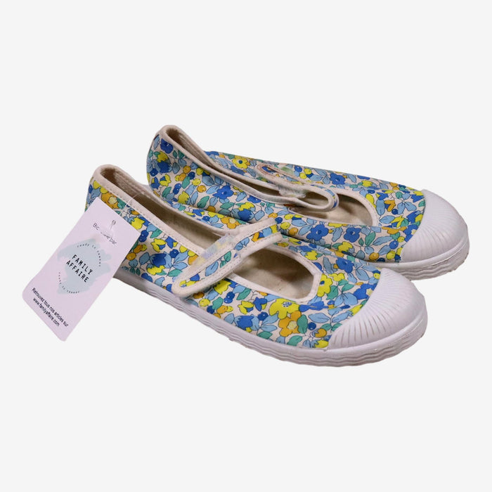 Chaussures P33 baskets en toile fleurs bleu jaune