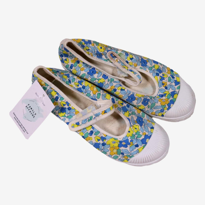 Chaussures P33 baskets en toile fleurs bleu jaune