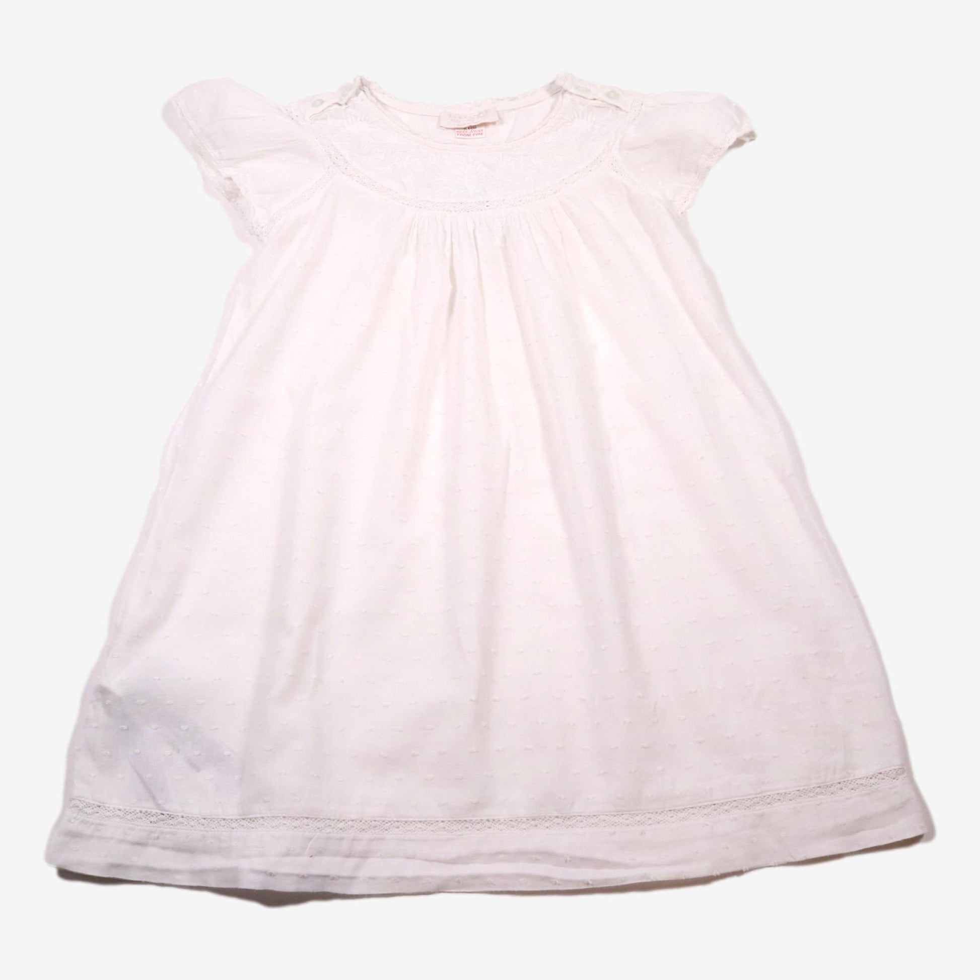 ZARA 4 ans Robe dentelle blanche avec broderies pois