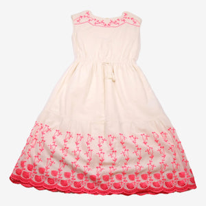 GAP 12 ans Robe blanche broderies rose fluo