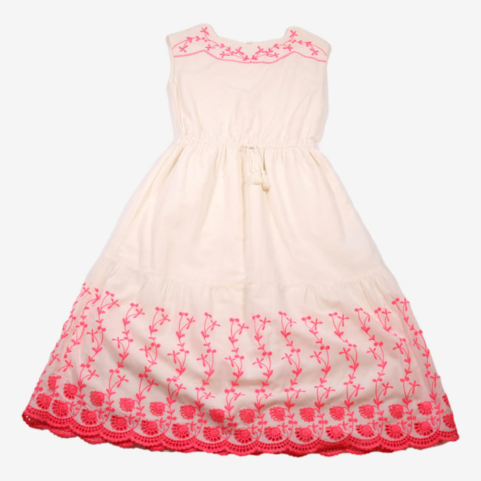 GAP 12 ans Robe blanche broderies rose fluo