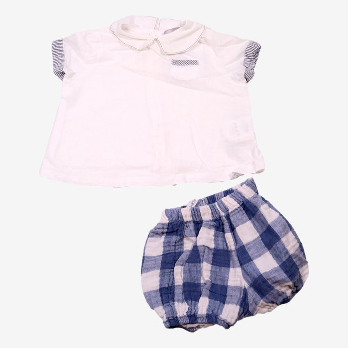 CYRILLUS 6 mois Ensemble Chemise et Bloomer vichy bleu