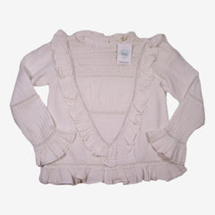 ZARA 10 ans Blouse dentelle et volant blanche