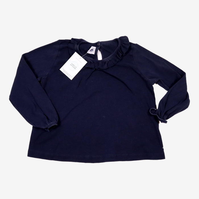 PETIT BATEAU 6 ans Tee-shirt bleu marine col smock