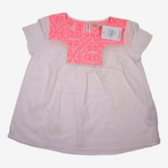 ZARA 10 ans Blouse broderie rose fluo