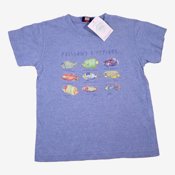 CYRILLUS 6 ans Tee-shirt Poissons d'Afrique bleu