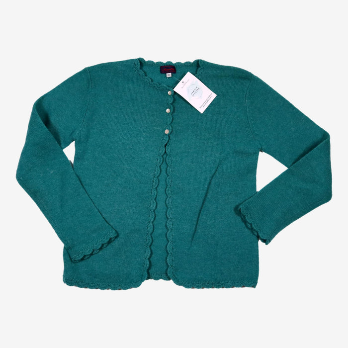 ACANTHE 8 ans gilet vert émeraude laine 100%