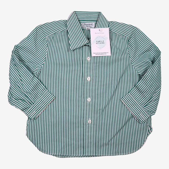 CHARVET  18 mois chemise a rayure vert et blanc