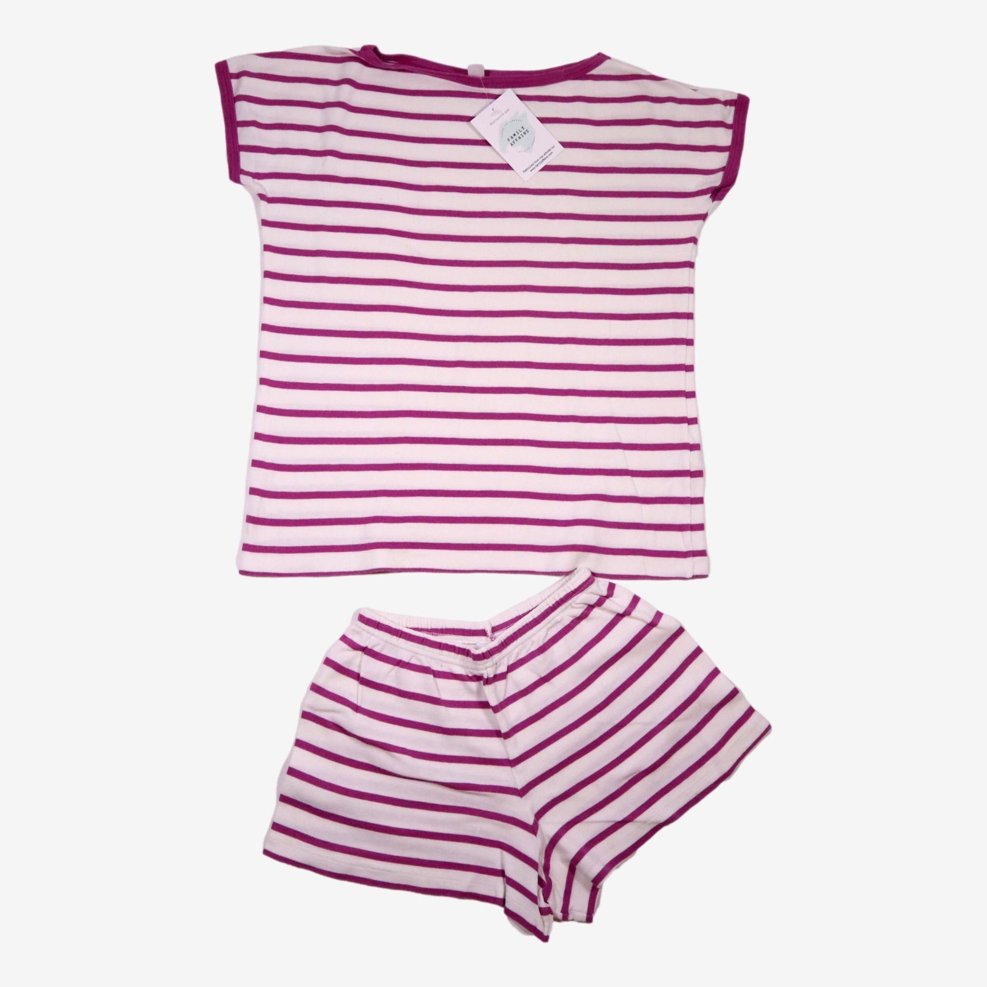 PETIT BATEAU 10 ans ensemble pyjama à rayure blanc violet