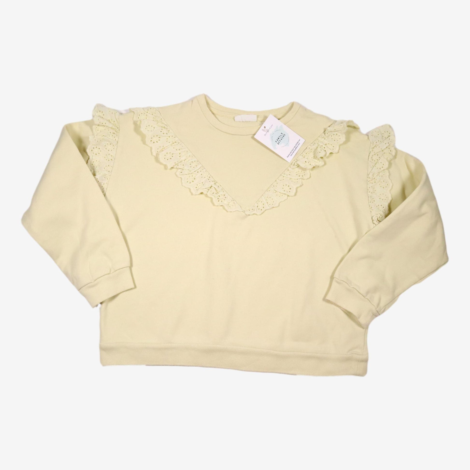 MANGO 10 ans Sweat dentelle jaune