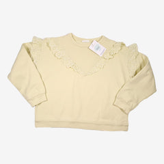 MANGO 10 ans Sweat dentelle jaune