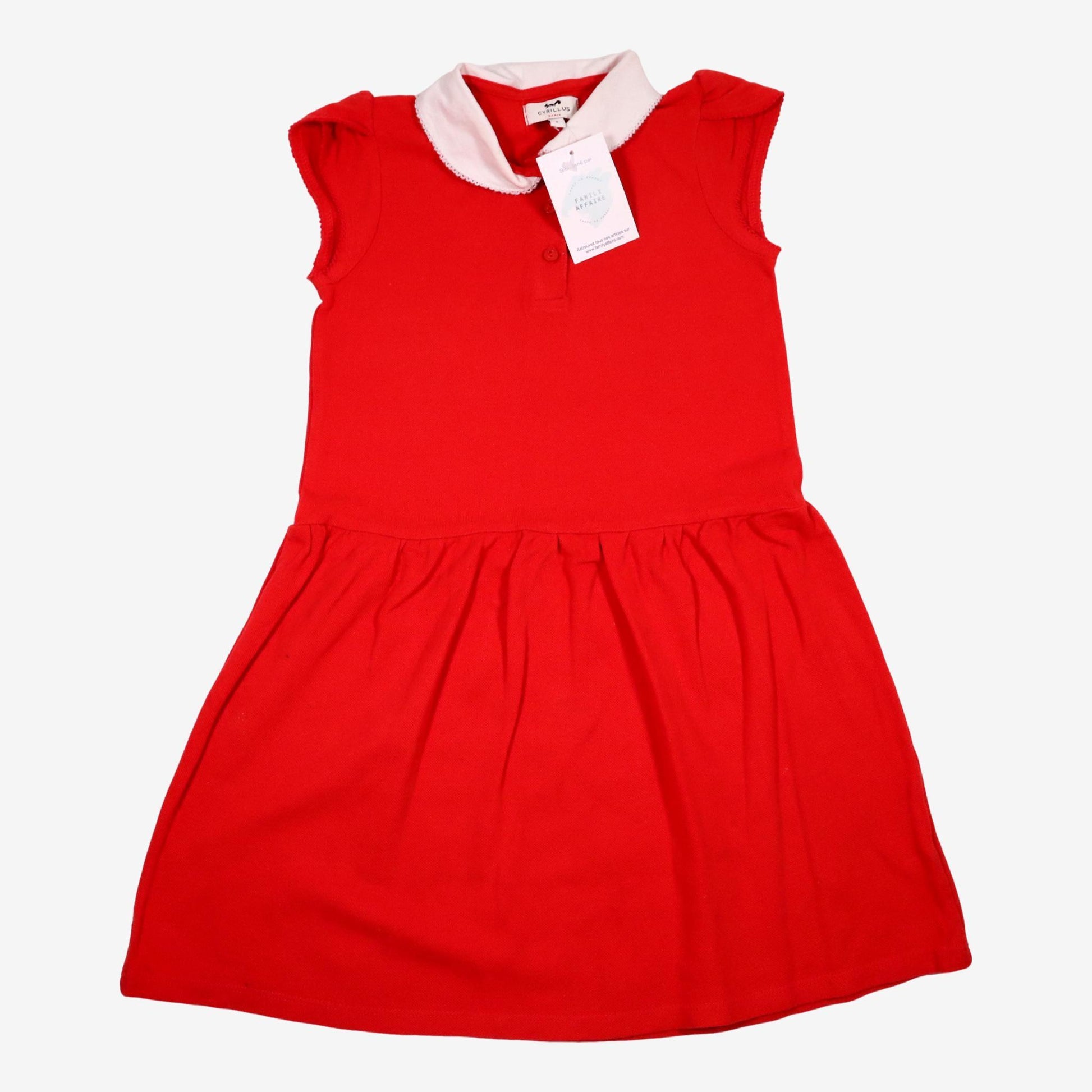 CYRILLUS 8 ans Robe rouge col claudine