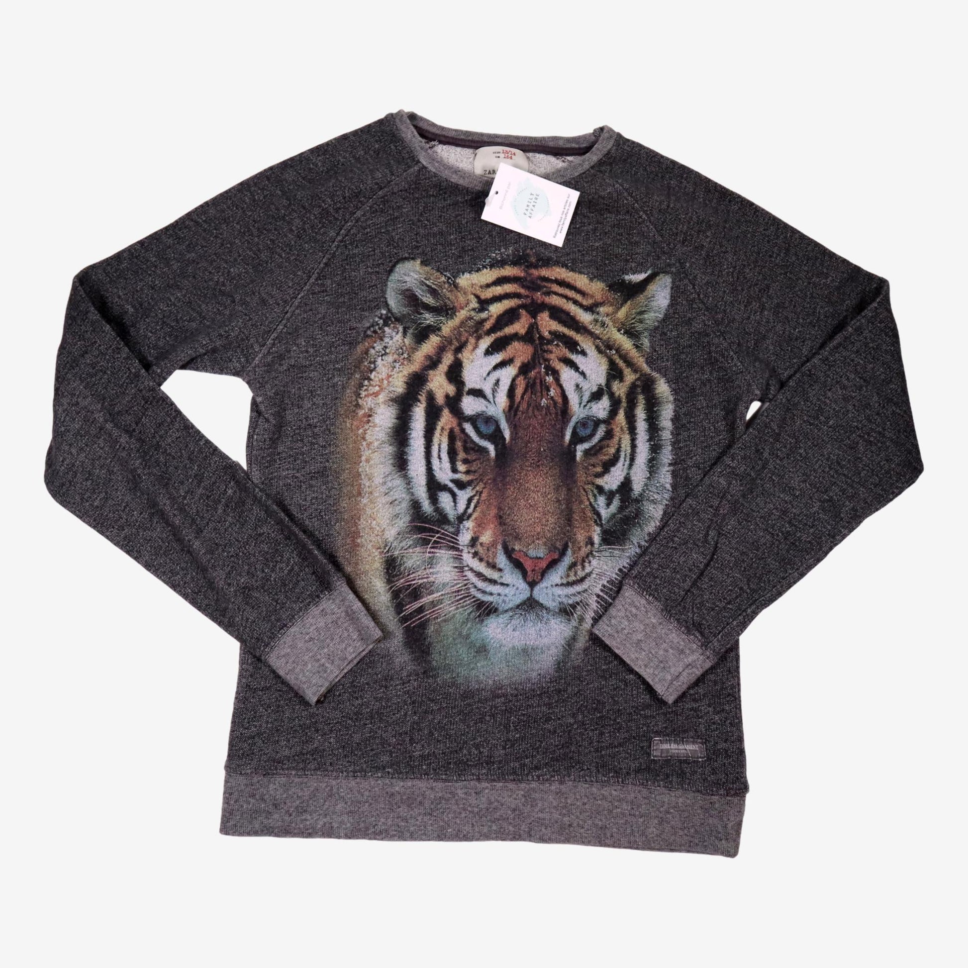 ZARA 14 ans Sweat tigre gris anthracite