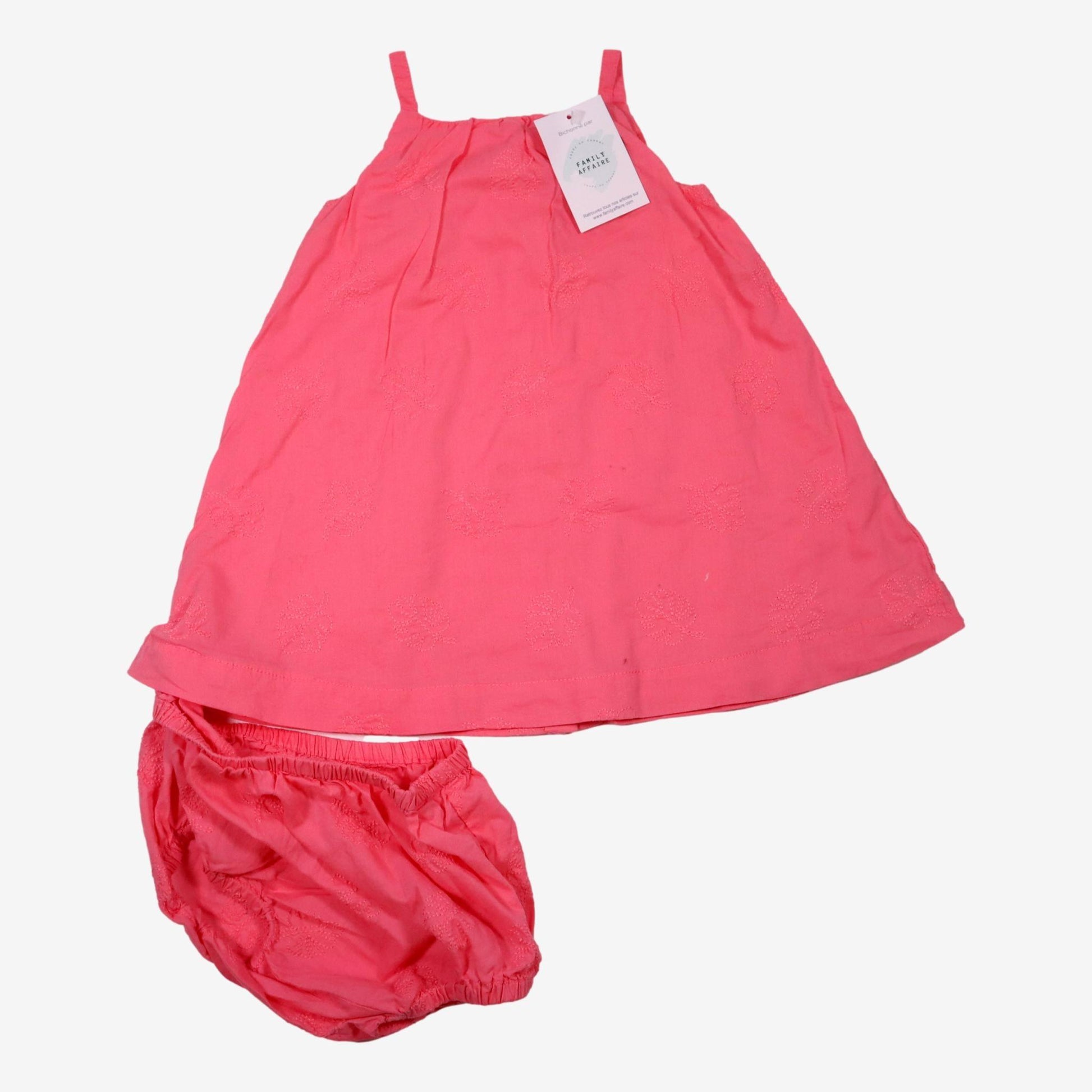 NATALYS 18 mois ensemble robe & bloomers rose