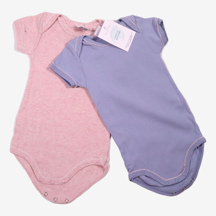 PETIT BATEAU 12 mois LOT 2 bodys bleu & rose