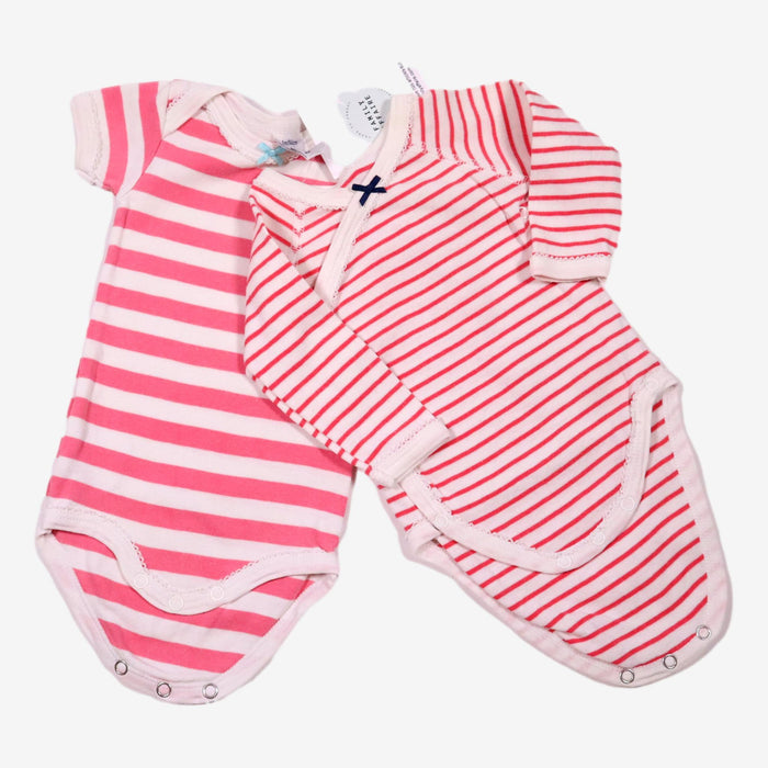 PETIT BATEAU 1 mois LOT 2 pièces bodys rayés