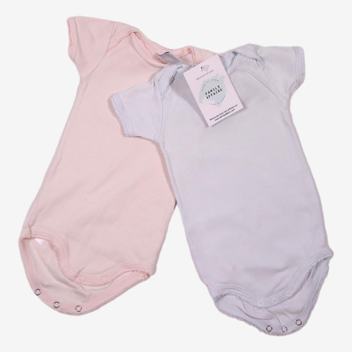 PETIT BATEAU 3 mois LOT 2 bodys bleu & rose