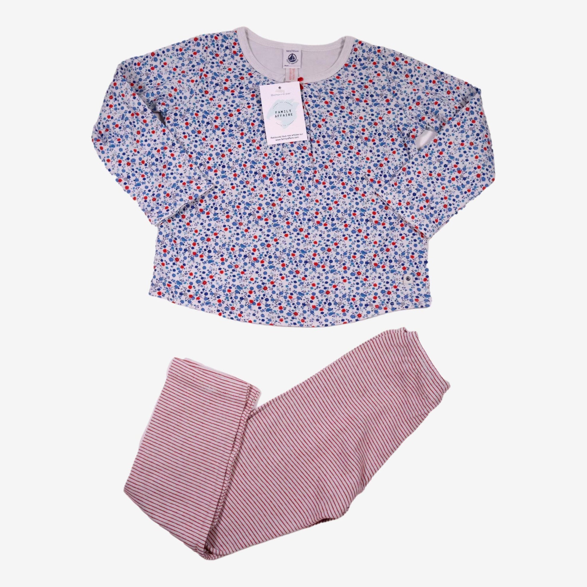 PETIT BATEAU 4 ans pyjama 2 pièces fleuris et rayé