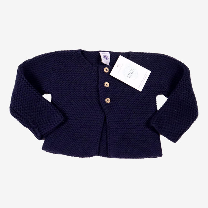 PETIT BATEAU 6 mois gilet bleu laine