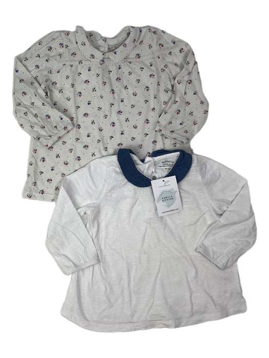 BOUTCHOU 2 ans lot de 2 tee shirt blanc et fleurs