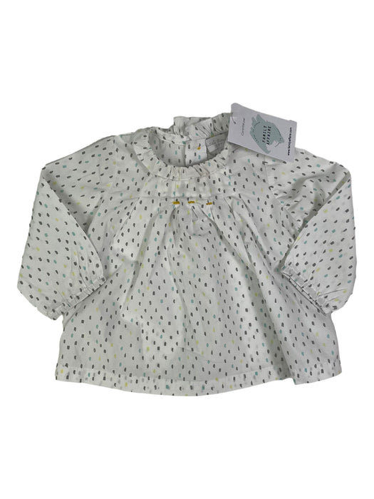 CADET ROUSSELLE 3 mois blouse blanche pois gris