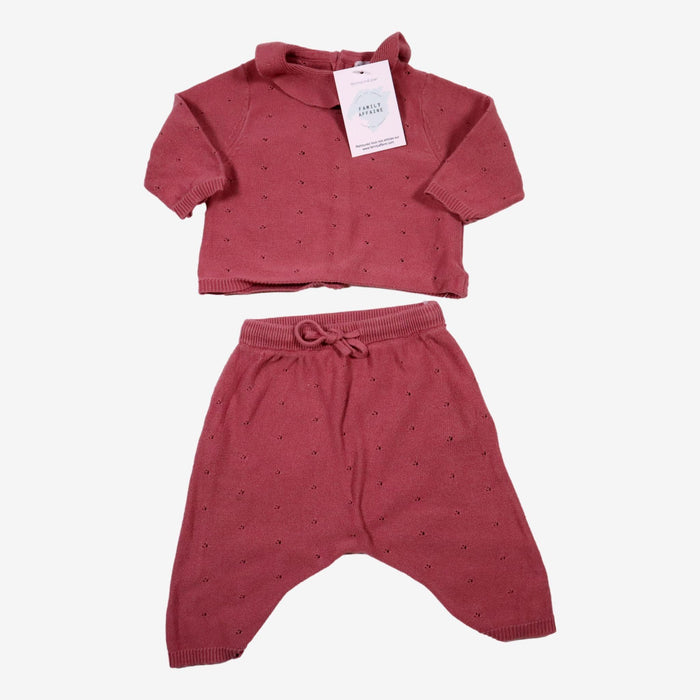 BOUTCHOU 1 mois ensemble rose en maille