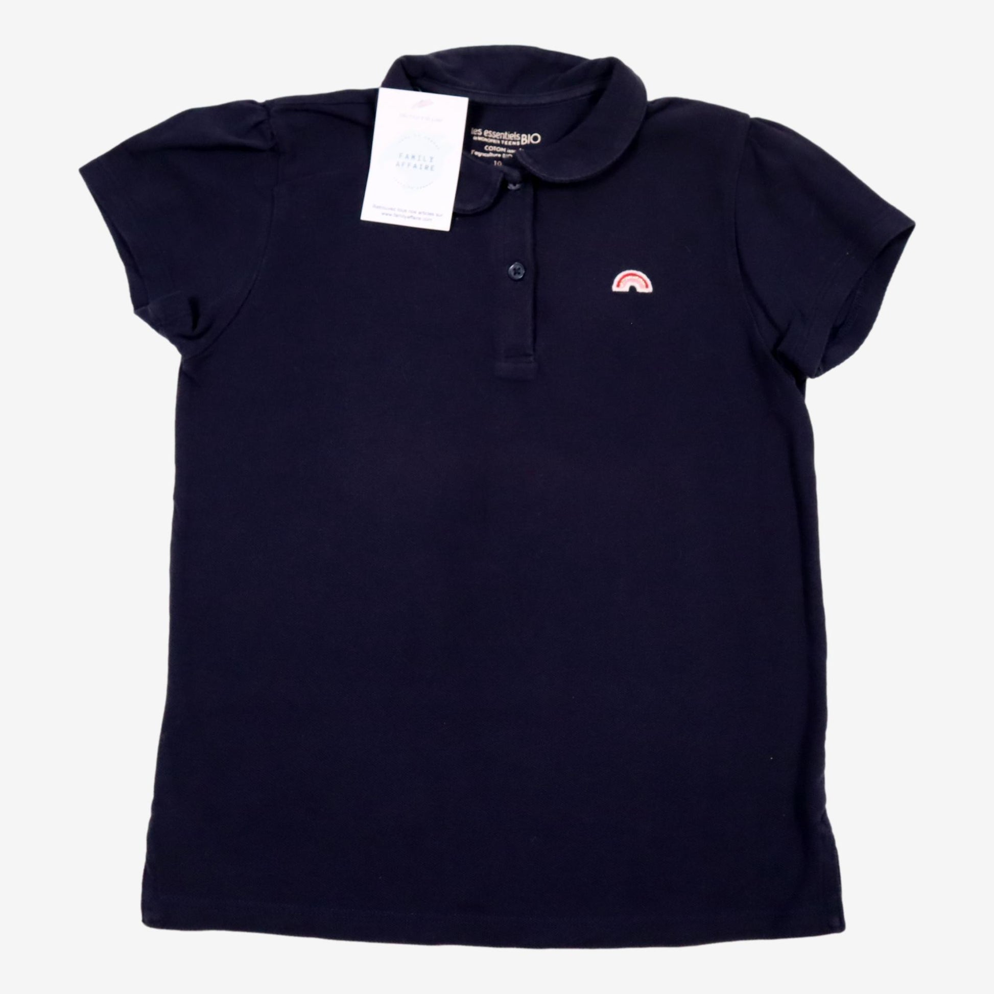 MONOPRIX 10 ans tee shirt polo noir coton bio